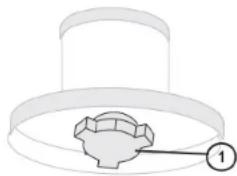 Simple line drawing of a mechanical component with a numbered label (1) pointing to a central feature (no text or symbols beyond the label)