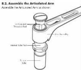 B.2. Assemble the Articulated Arm Assemble the Articulated Arm as shown: Close Capillary Threchoal Ring Internal Tube Arm Screw Tube