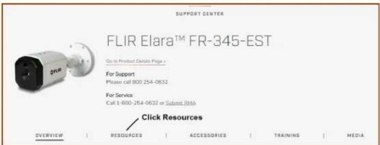 SUPPORT CENTER FLIR Elara™ FR-345-EST Go to Product Details Page # For Support Please call 800-254-0632 For Service Call 1-800-254-0632 or Submit Bldh Click Resources OVERVIEW | RESOURCES | ACCESSORIES | TRAINING | MEDIA