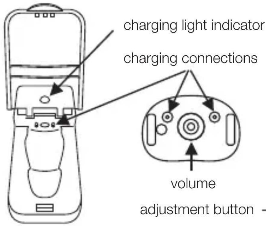 charging light indicator charging connections volume adjustment button