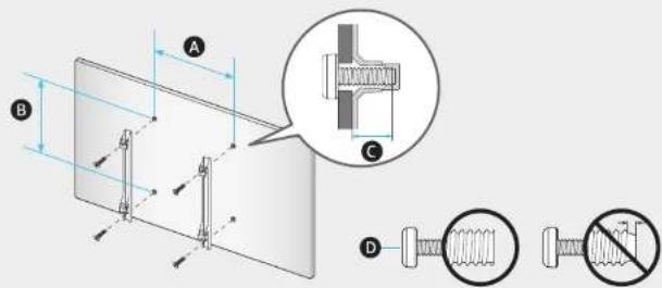 Technical diagram showing mechanical assembly with labeled components A, B, C, D and a magnified inset view of a spring mechanism.