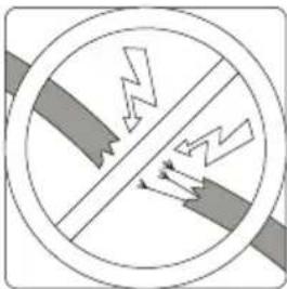 Prohibition sign indicating no hazard, showing lightning bolt symbol and crossed-out lines