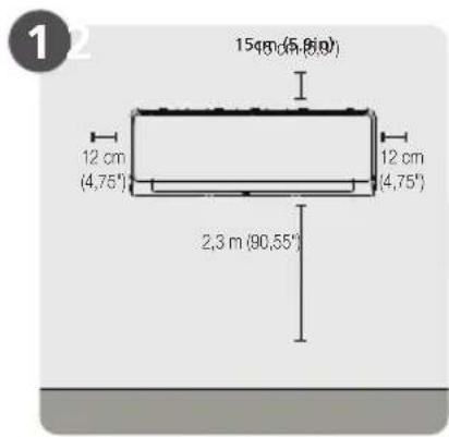 15cm (5,8in) 12 cm (4,75°) 12 cm (4,75°) 2,3 m (90,55°)