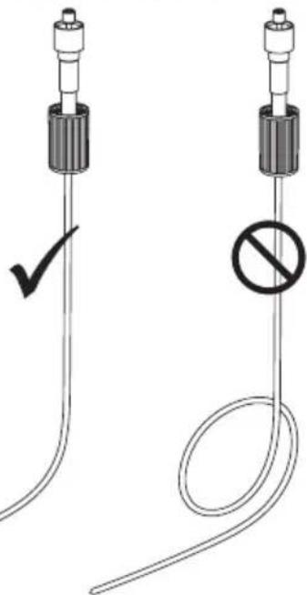 Diagram showing two medical or laboratory devices with labeled parts and a prohibition symbol indicating no protection.