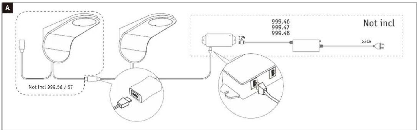 A Not incl 999.56 / 57 999.46 999.47 999.48 12V Not incl 230V