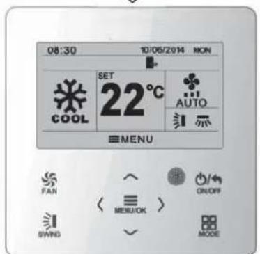 08:30 10/06/2014 MON COOL SET 22°C AUTO MENU FAN ON/OFF SWIND MENJOK MODE