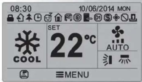 08:30 10/06/2014 MON SET 22°C AUTO COOL MENU