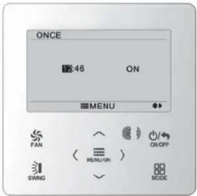 ONCE 46 ON MENU FAN ON/OFF SWNG MENU/OK MODE