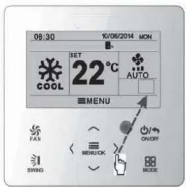 08:30 10/06/2014 MON SET 22°C AUTO MENU FAIR SWING MENU/OK ON/OFF MODE