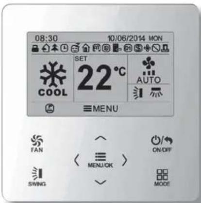08:30 10/06/2014 MON COOL SET 22°C AUTO MENU FAN ON/OFF SWING MENU/OK MODE