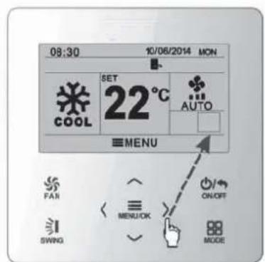 08:30 10/06/2014 MON SET COOL 22°C AUTO MENU FAN ON/OFF SWING MENU/OK MODE
