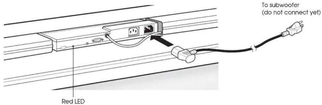 Red LED To subwoofer (do not connect yet)