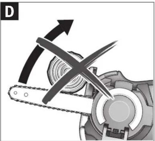 Mechanical gear mechanism diagram showing chain and blade assembly (no text or symbols)
