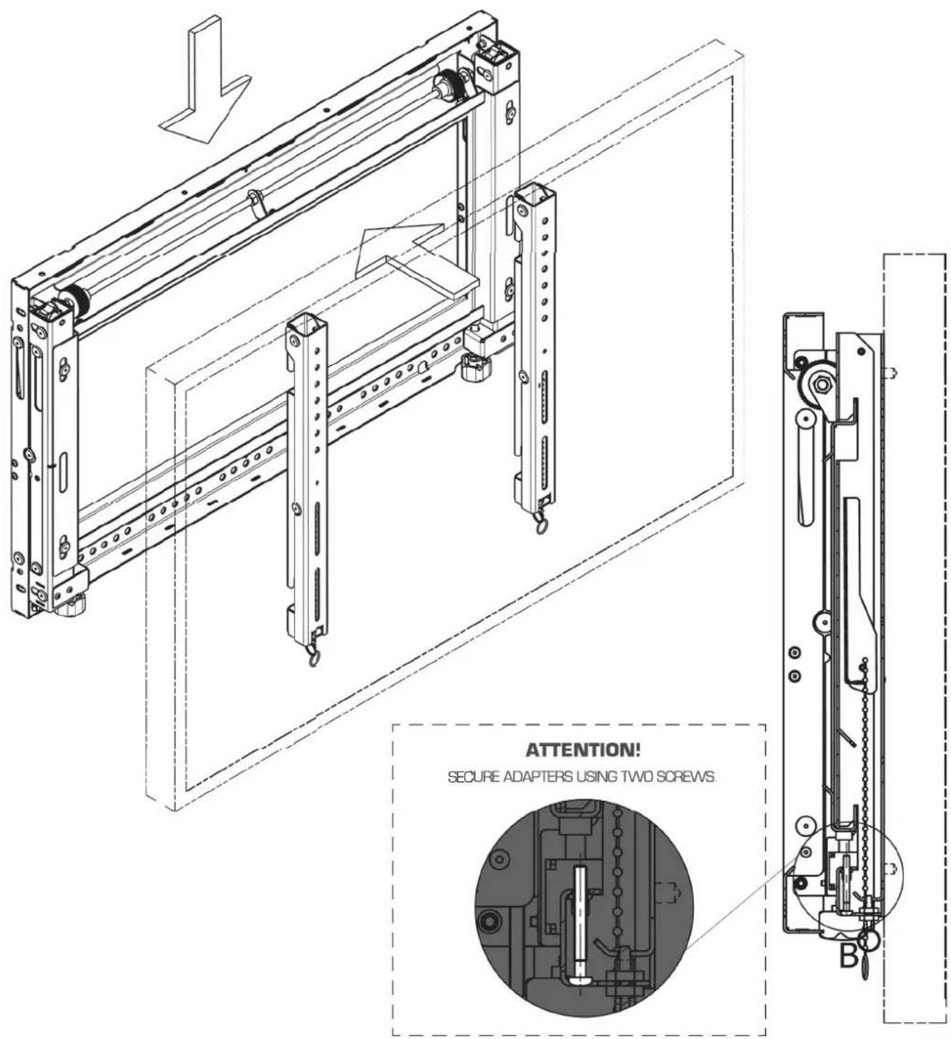 ATTENTION! SECURE ADAPTERS USING TWO SCREWS