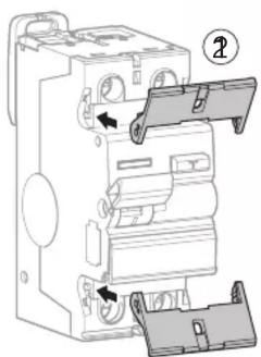 Technical diagram of an electrical switch with labeled components and directional arrows indicating movement or flow.