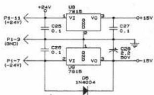 +24V P1-11 (+24V) U8 7815 VI 8 V0 C25 0.1 P1-3 (RDC) C26 0.1 P1-7 (-24V) U9 7815 VI 8 V0 C27 0.1 C28 2.5 50V +15V O8 1N4004