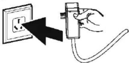 Diagram showing installation of a power outlet with a hand holding a cable, indicating installation or connection.