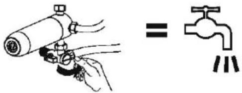 Diagram showing a hand using a tool to adjust a valve while illustrating the equivalence of the valve with water.