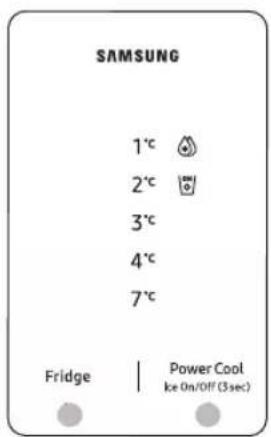 SAMSUNG 1°C 2°C 3°C 4°C 7°C Fridge | Power Cool Ice On/Off (3sec)