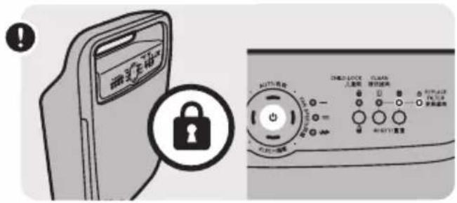 Diagram showing a remote control device with a lock icon and its status panel, alongside its open status screen.