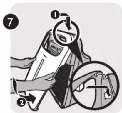 Diagram illustrating a car door lock operation with numbered steps and magnified views of the lock mechanism.
