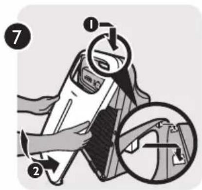 Diagram illustrating a car door lock operation with numbered steps and magnified views of the lock mechanism.