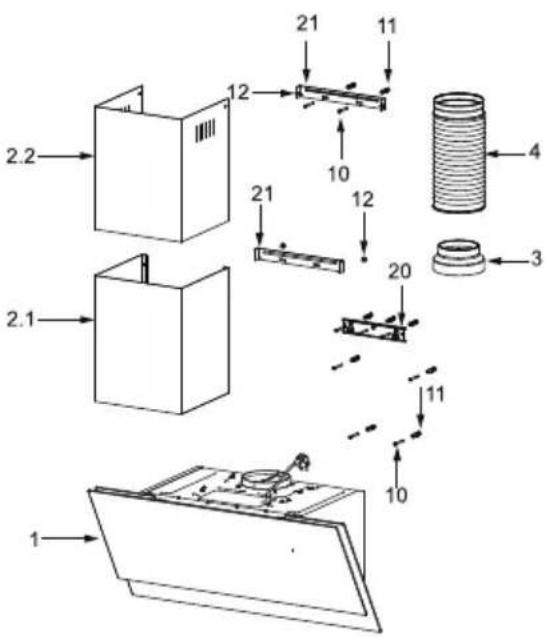 Technical diagram of a mechanical assembly with numbered components and labeled parts