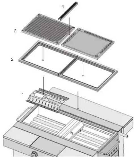 Exploded view diagram of a microwave oven with labeled components