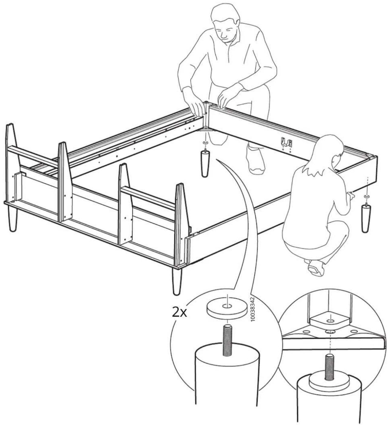 Tehniline diagramm, mis illustreerib mehaanilist koostu märgistatud komponentide ja suurendatud vaadetega.