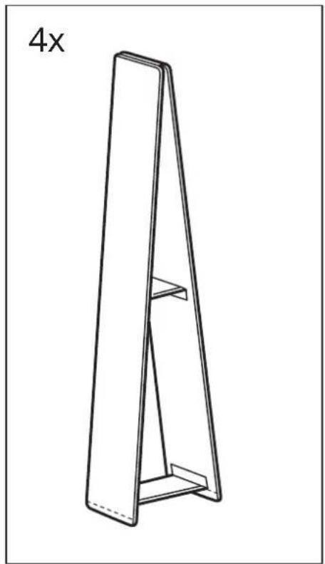 Line drawing of a tall rectangular object with a flat base and a side panel, labeled '4x' (no text or symbols on the object itself)