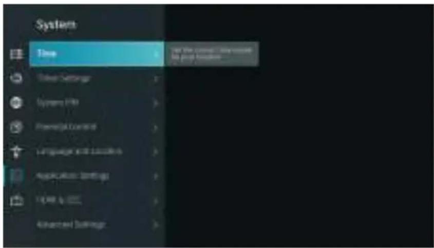 Systems Time Select Settings Systems Path Planned Path Color Language & Language Background: Background 100% y Advanced Background