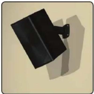3D rendering of a black rectangular object with a small protrusion, possibly a lamp or bracket, against a plain beige background (no text or symbols)