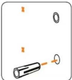 Simple diagram showing a cylindrical object with two circular holes and an orange dashed line indicating direction (no text or symbols)
