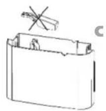 Simple line drawing of a battery casing with a cross symbol above it (no text or labels)