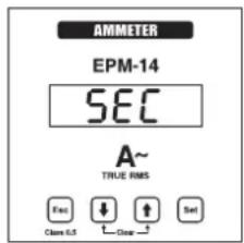 AMMETER EPM-14 SEC A~ TRUE RMS Ext Clare 0.5 ↓ Clear ↑ Set