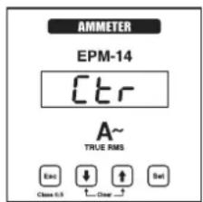 AMMETER EPM-14 Ctr A~ TRUE RMS Elect Clear 0.5 ↓ Clear ↑ Set