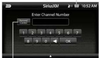 SiriusXM 10:52 AM Enter Channel Number Reverse Control 1 2 3 4 5 6 7 8 9 0 OK