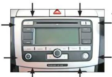 Control panel display with digital display and warning symbol, showing vehicle status indicators
