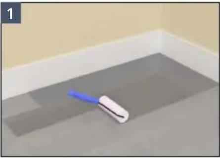 3D-rendered room floor with a white toothbrush resting on a gray surface, no text or symbols visible