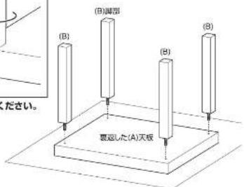 Yamazen ET-4545 - 天板を裏返し、脚部を取り付けます。 - 4