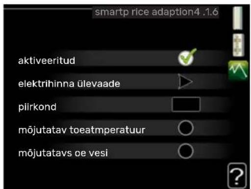 smartp rice adaption4 .1.6 aktiveeritud elektrihinna ülevaade plirkond möjutatav toeatmperatuur möjutatavs oe vesi