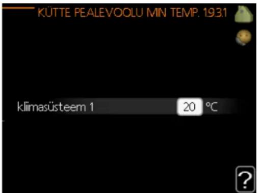 KÜTTE PEALEVOOLU MIN TEMP. 1931 klimasüsteem 1 20 °C