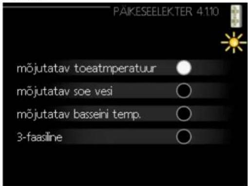 PÄIKESEELEKTER 4.110 mõjutatav toeatmperatuur mõjutatav soe vesi mõjutatav basseini temp. 3-faasiline