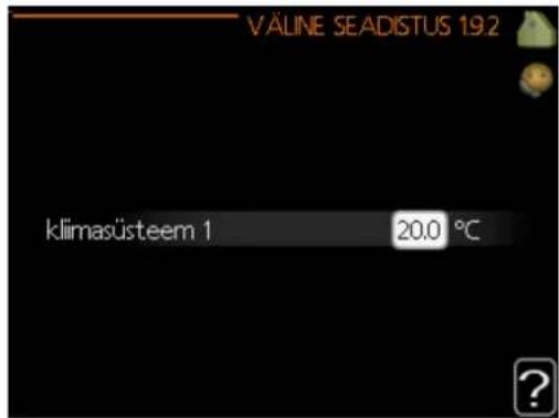 VÄLINE SEADISTUS 19.2 klimasüsteem 1 20.0 °C