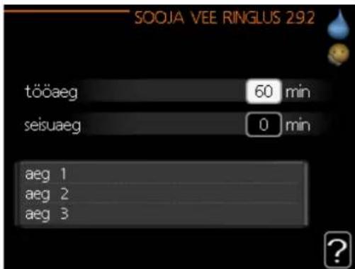 SOOJA VEE RINGLUS 29.2 tööaeg 60 min seisuaeg 0 min aeg 1 aeg 2 aeg 3