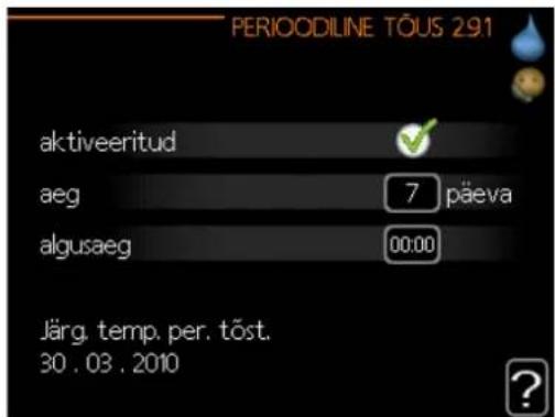 PERIODLINE TÓUS 29.1 aktiveeritud aeg 7 päeva algusaeg 00:00 Järg. temp. per. tõst. 30.03.2010
