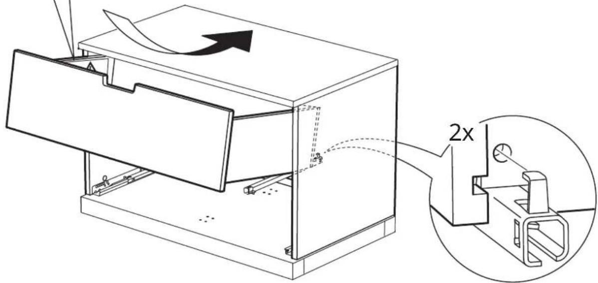 Technical diagram of a mechanical device with labeled components and a magnified inset showing a 2x ratio adjustment.