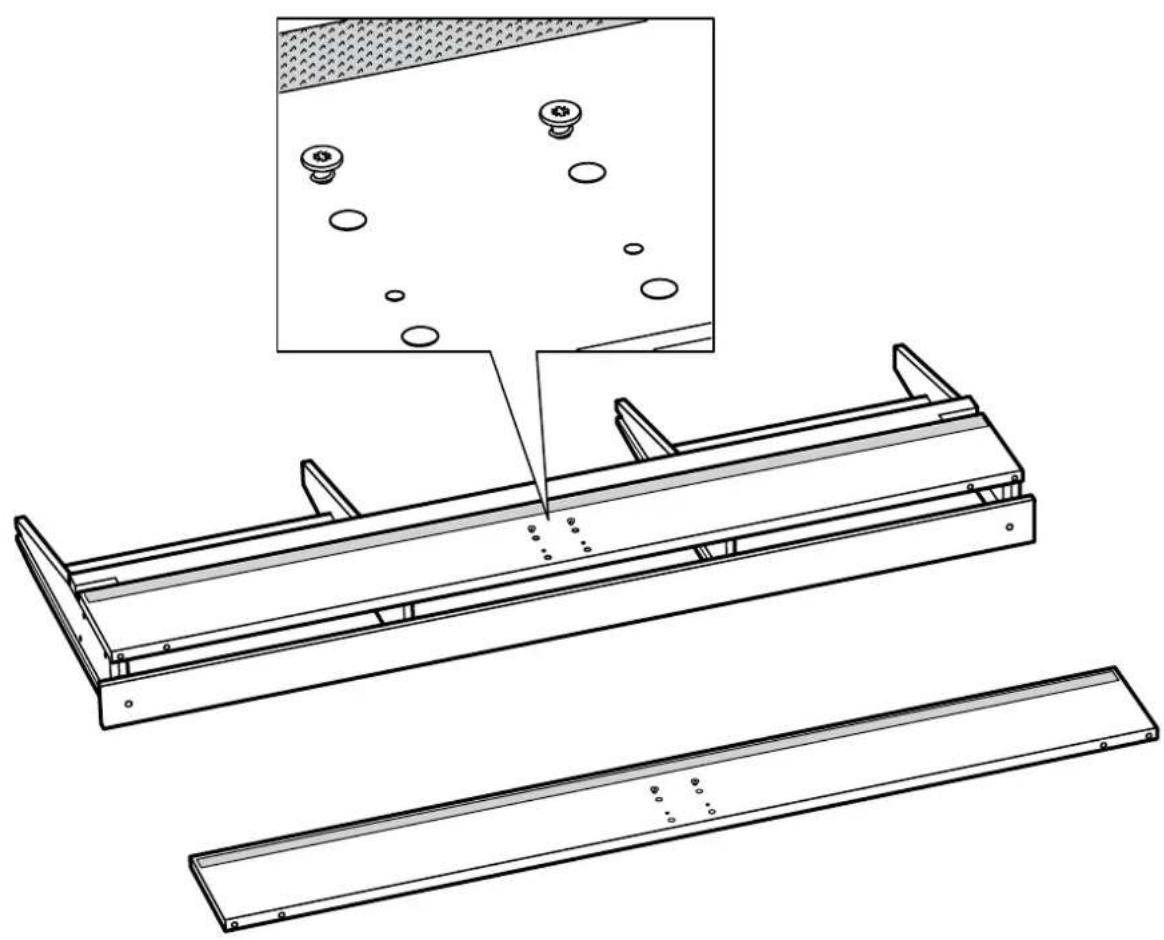 Technical line drawing of a mechanical assembly with two views: top shows a plate and socket, bottom shows a rectangular frame (no text or symbols)