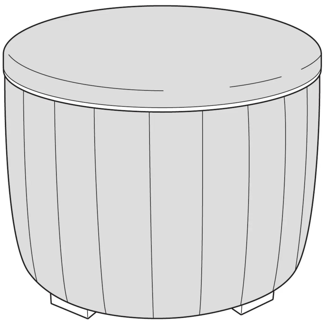 Line drawing of a cylindrical container with vertical ribs and a flat top (no text or symbols)