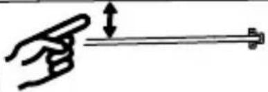 Handwritten diagram showing a hand holding a string with an arrow indicating upward motion
